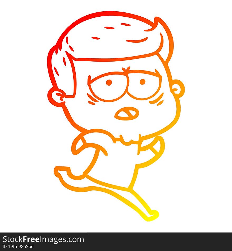 Warm Gradient Line Drawing Cartoon Tired Man