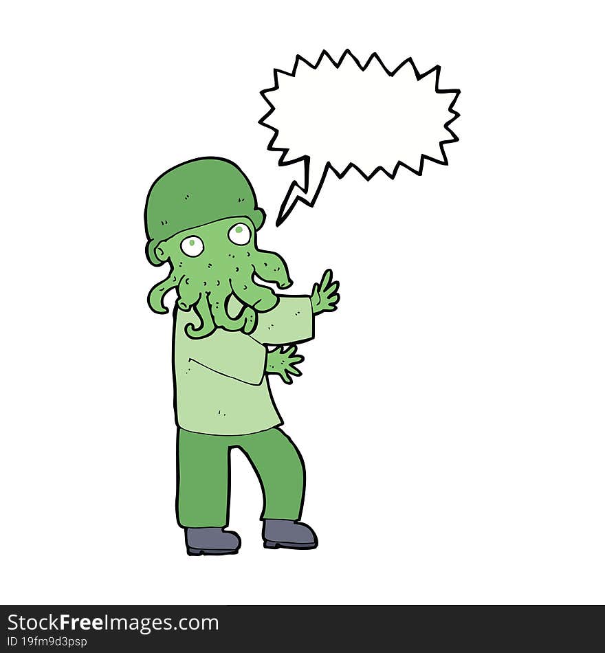 cartoon monster man with speech bubble