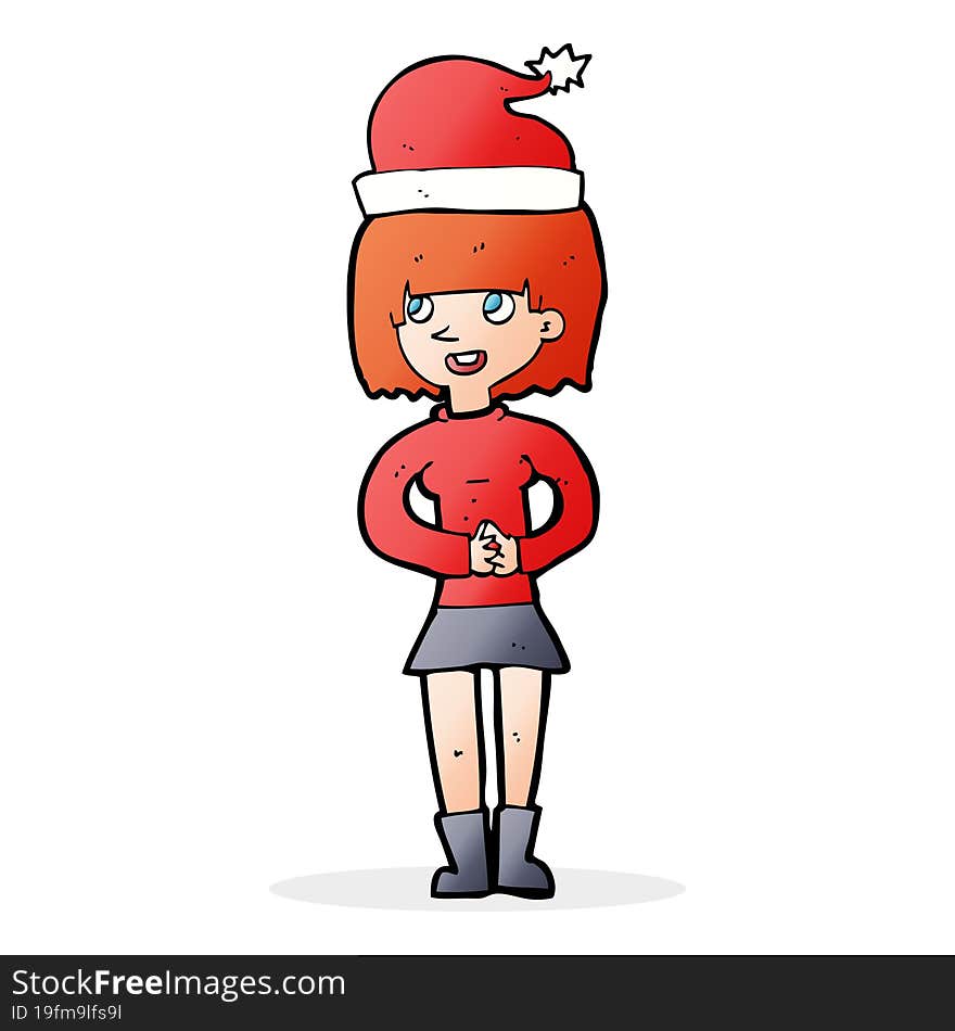 cartoon woman ready for christmas