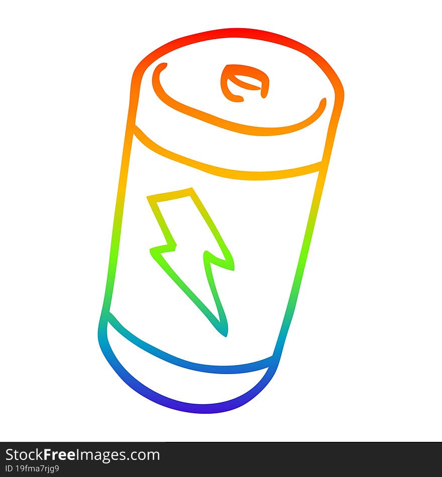 rainbow gradient line drawing cartoon battery