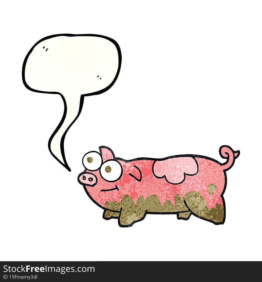 speech bubble textured cartoon pig