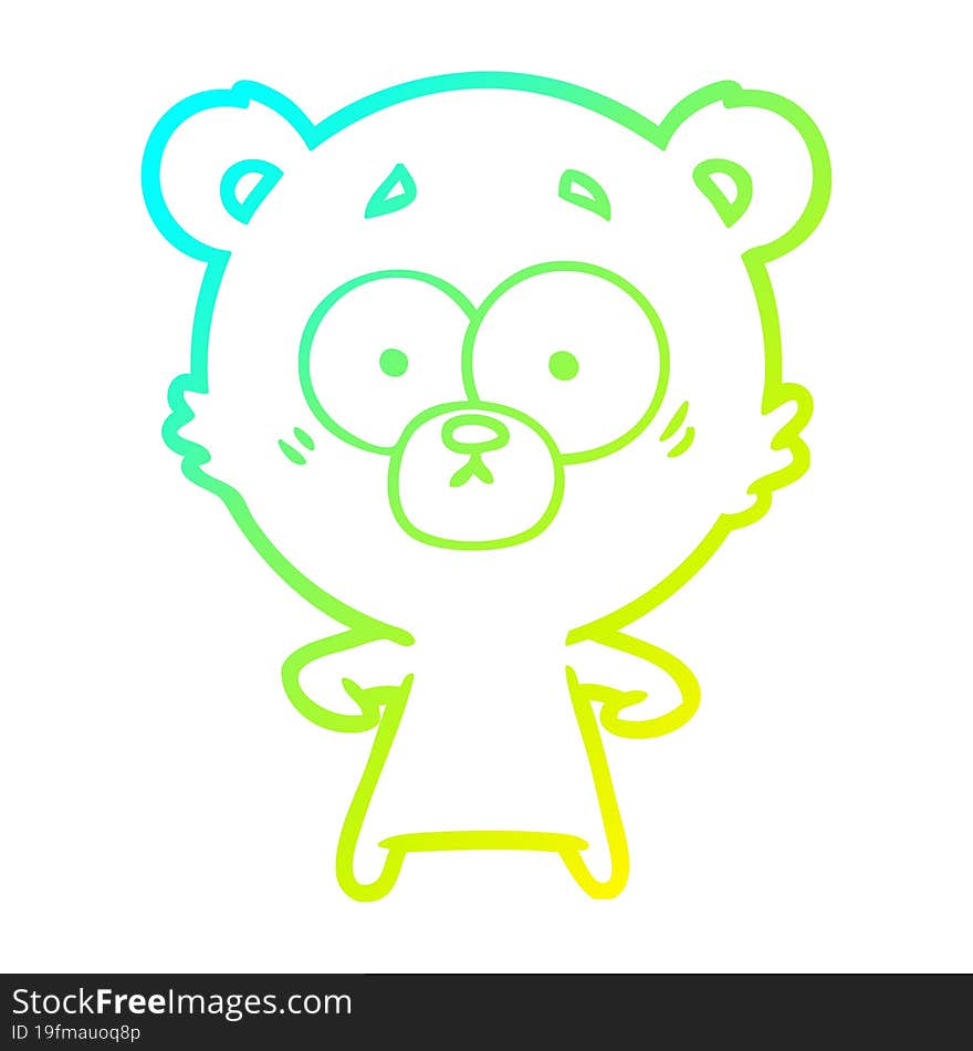 cold gradient line drawing surprised polar bear cartoon