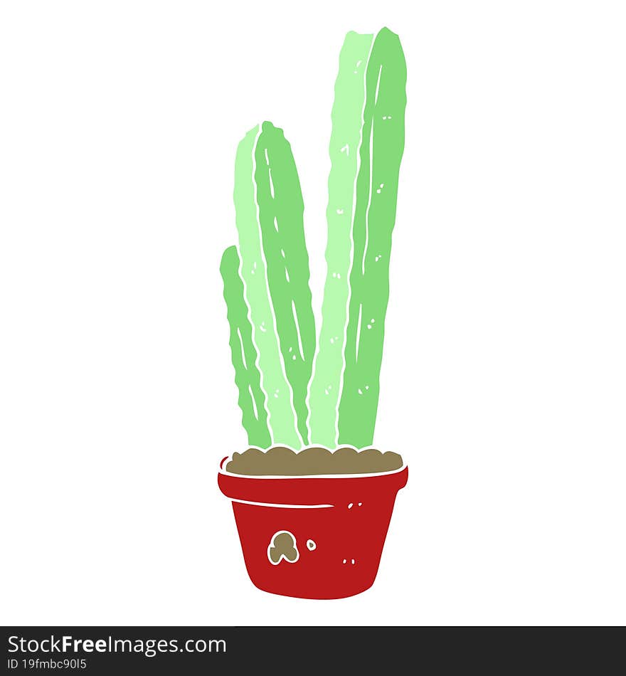 Flat Color Illustration Of A Cartoon Cactus