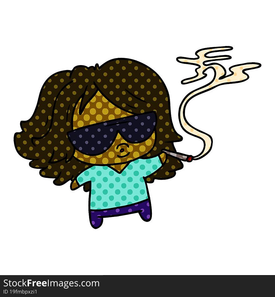 cartoon cute kawaii smoking a joint