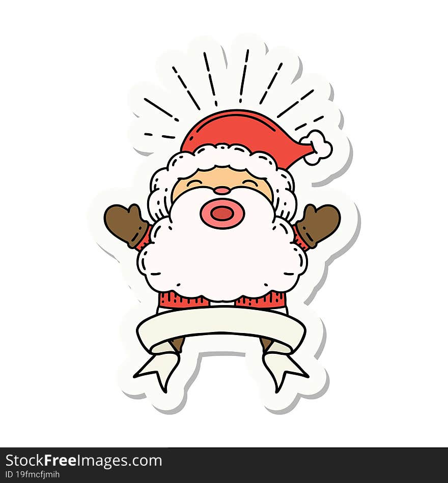 sticker of tattoo style santa claus christmas character