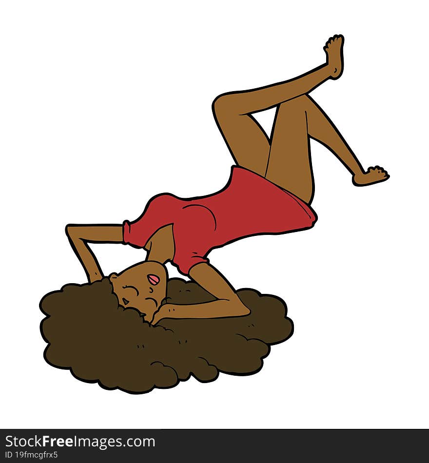 cartoon woman lying on floor