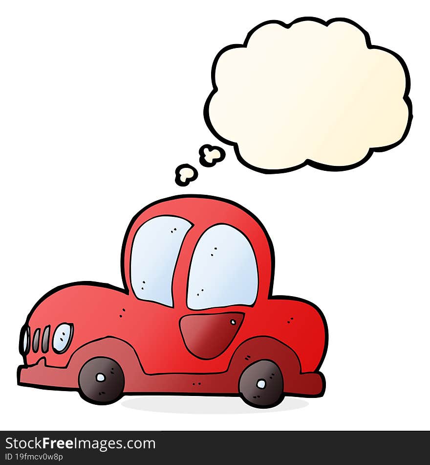 cartoon car with thought bubble