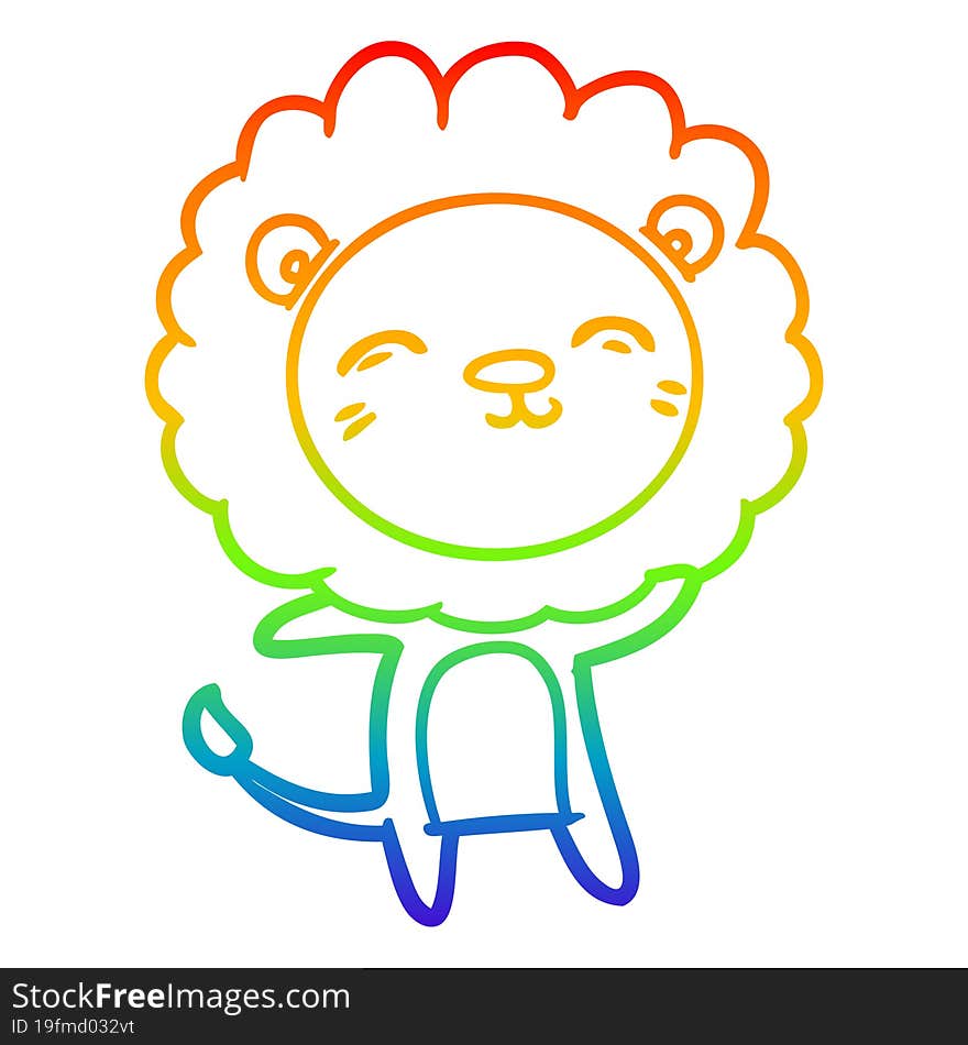 rainbow gradient line drawing cartoon lion