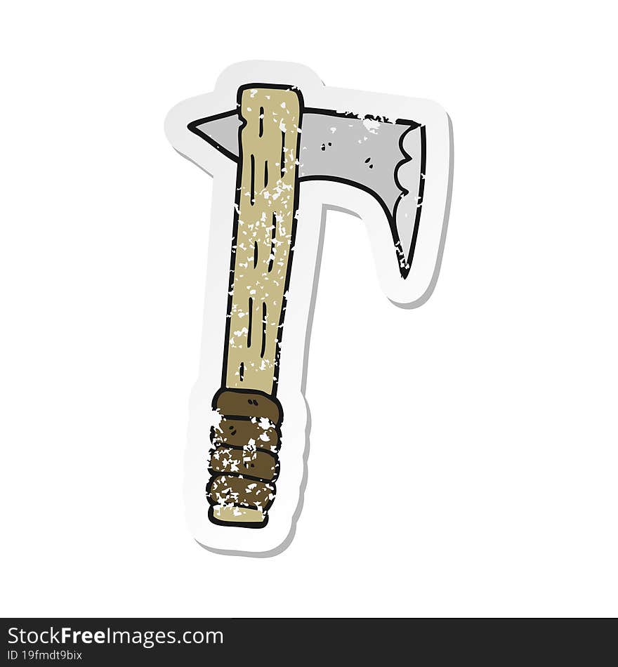 Retro Distressed Sticker Of A Cartoon Axe