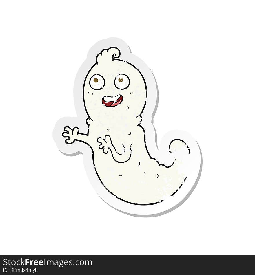 retro distressed sticker of a cartoon ghost