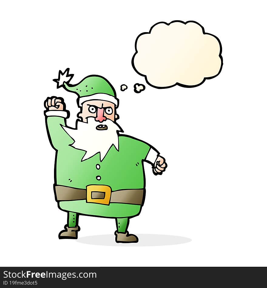 cartoon santa claus with thought bubble