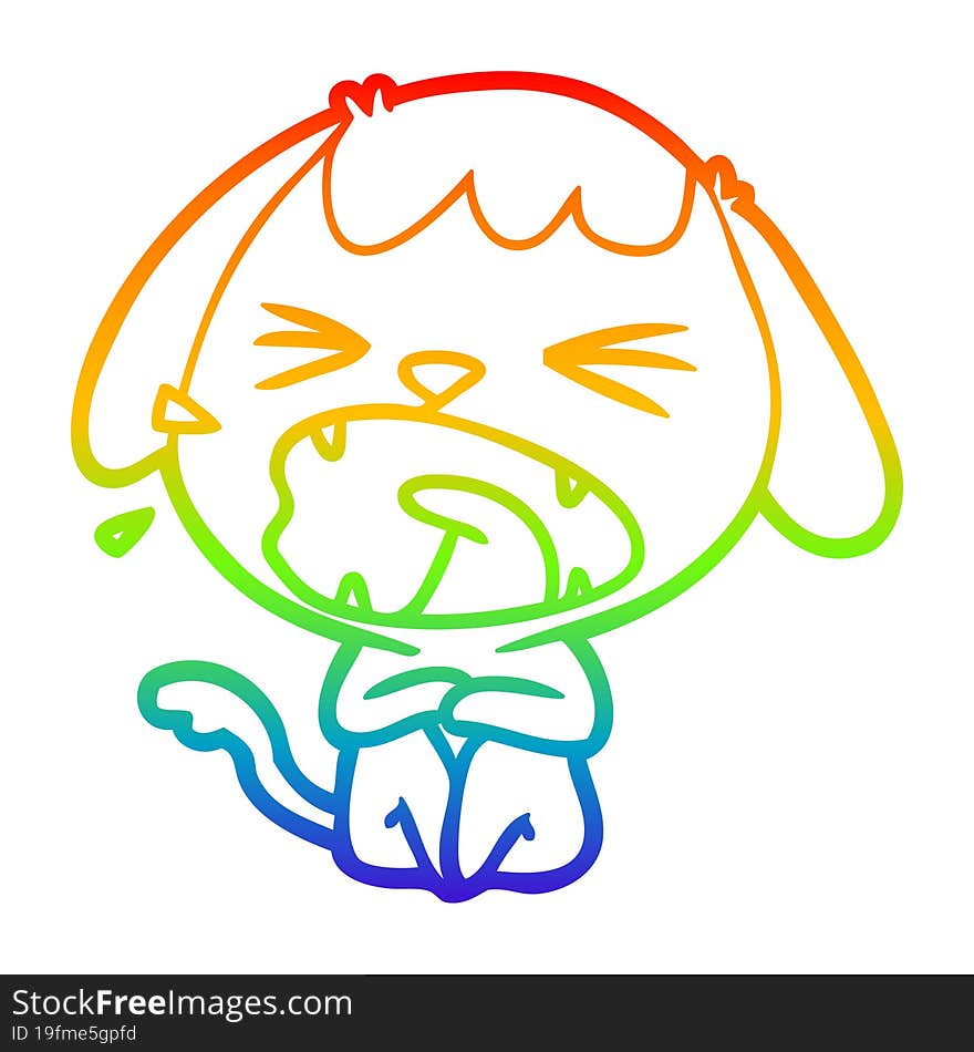 Rainbow Gradient Line Drawing Cute Cartoon Dog