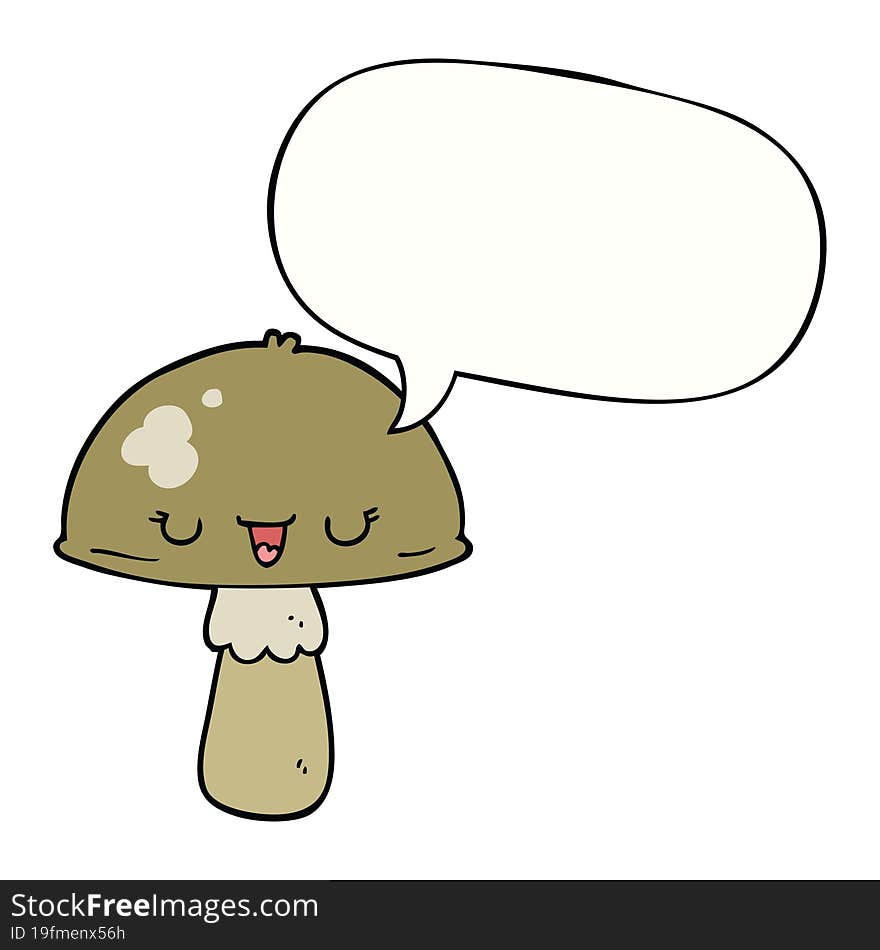 Cartoon Mushroom And Speech Bubble