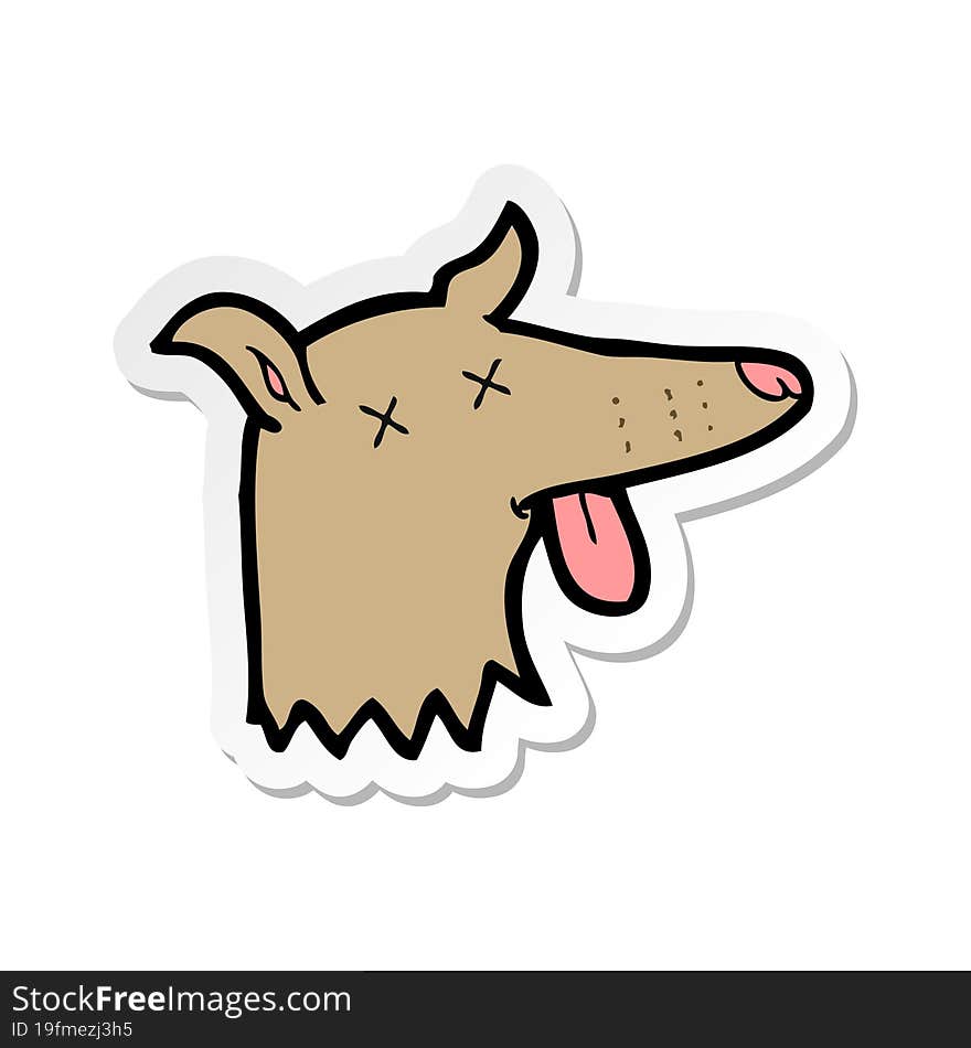 sticker of a cartoon dead dog face