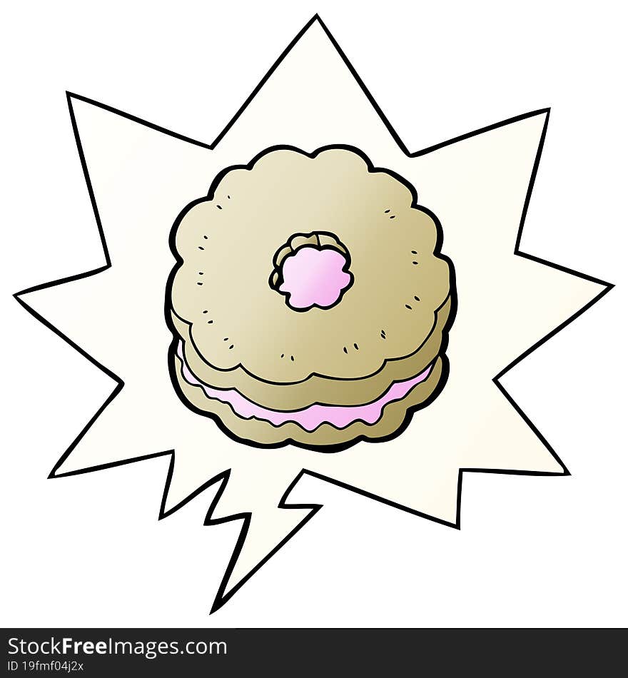 Cartoon Biscuit And Speech Bubble In Smooth Gradient Style