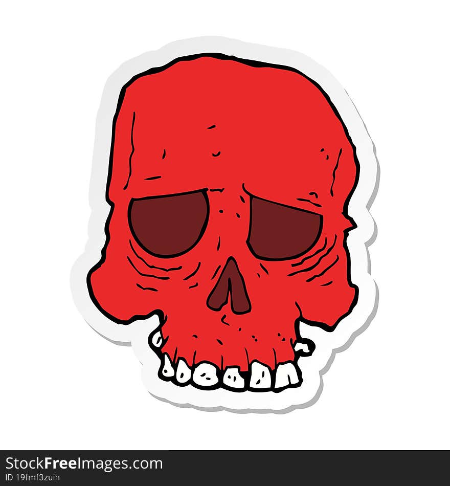 sticker of a cartoon spooky skull