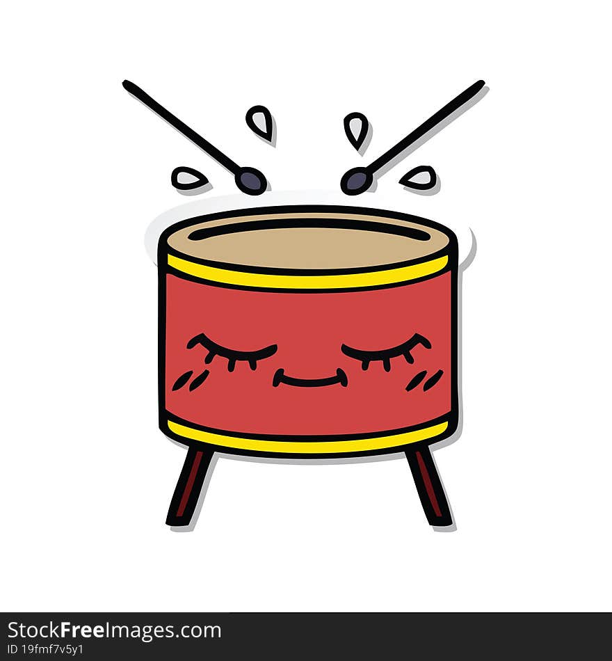 sticker of a cute cartoon drum