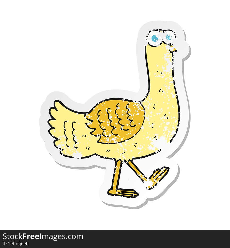 retro distressed sticker of a cartoon bird