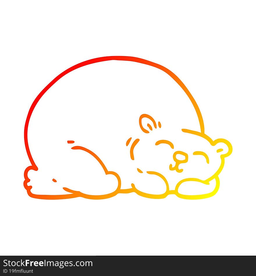 warm gradient line drawing cartoon happy polar bear sleeping