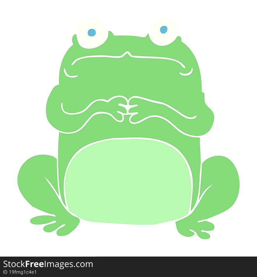 Flat Color Illustration Of A Cartoon Nervous Frog