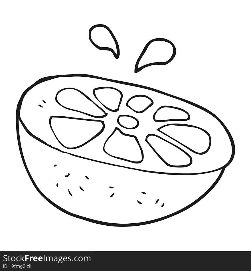 black and white cartoon lemon