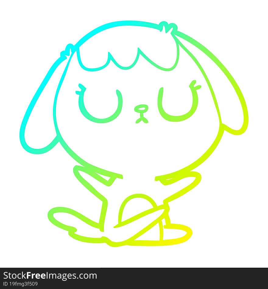 Cold Gradient Line Drawing Cute Cartoon Dog