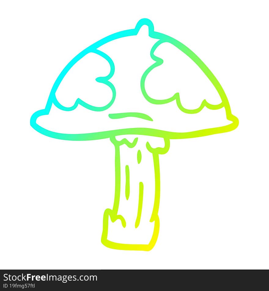 cold gradient line drawing of a cartoon poisonous toadstool