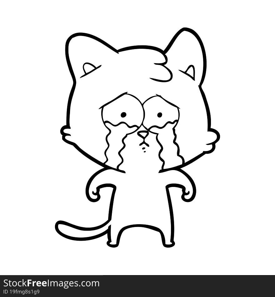 cartoon crying cat. cartoon crying cat