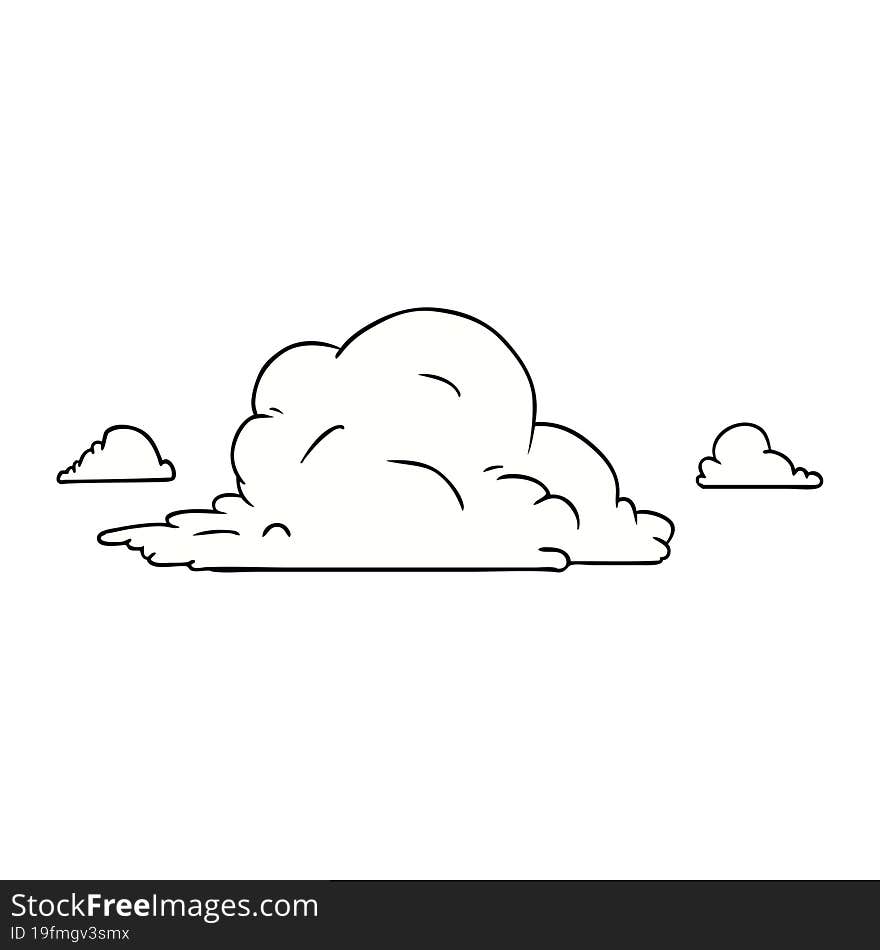 cartoon doodle of white large clouds