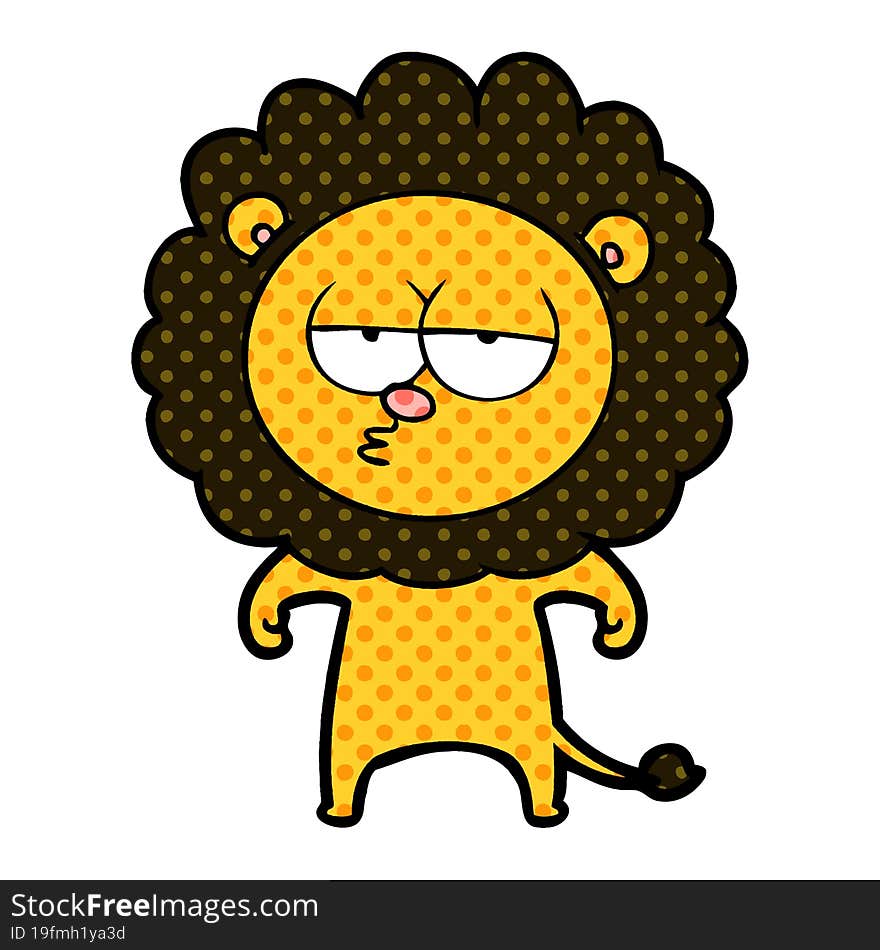 cartoon bored lion. cartoon bored lion