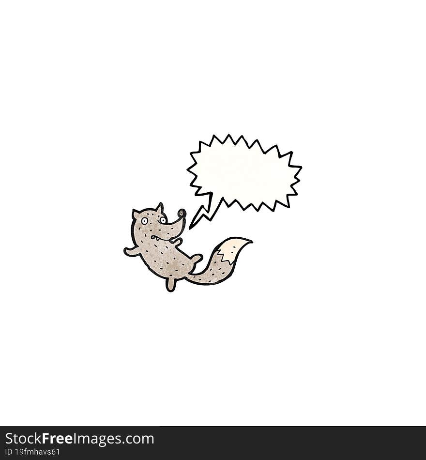 cartoon wolf with speech bubble