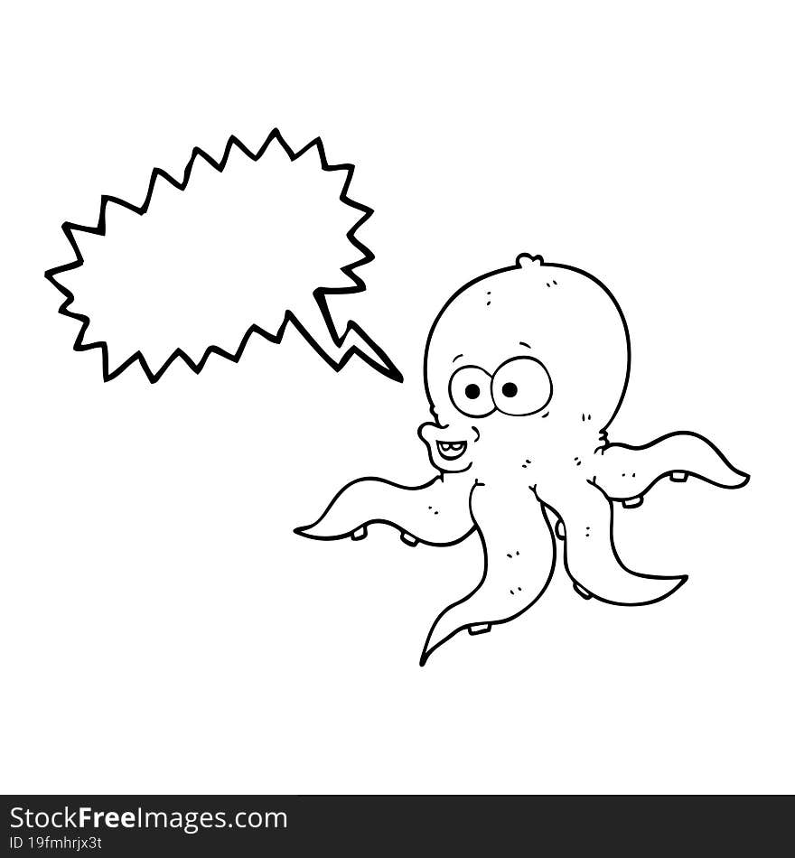 freehand drawn speech bubble cartoon octopus