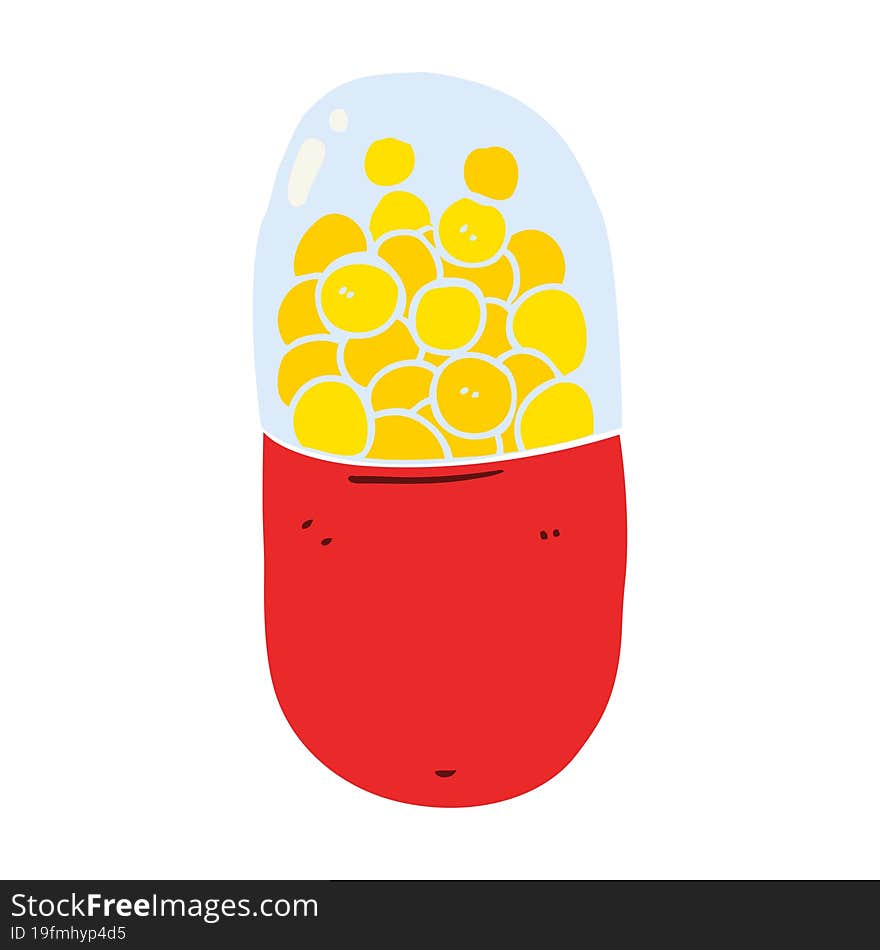 flat color style cartoon pill