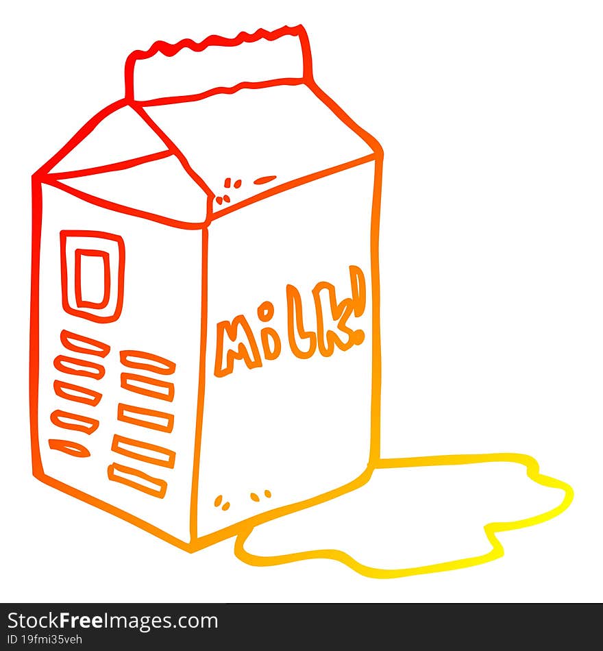 Warm Gradient Line Drawing Cartoon Milk Carton