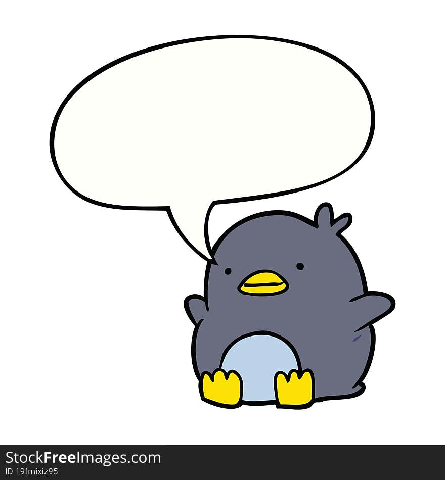 cute cartoon penguin and speech bubble