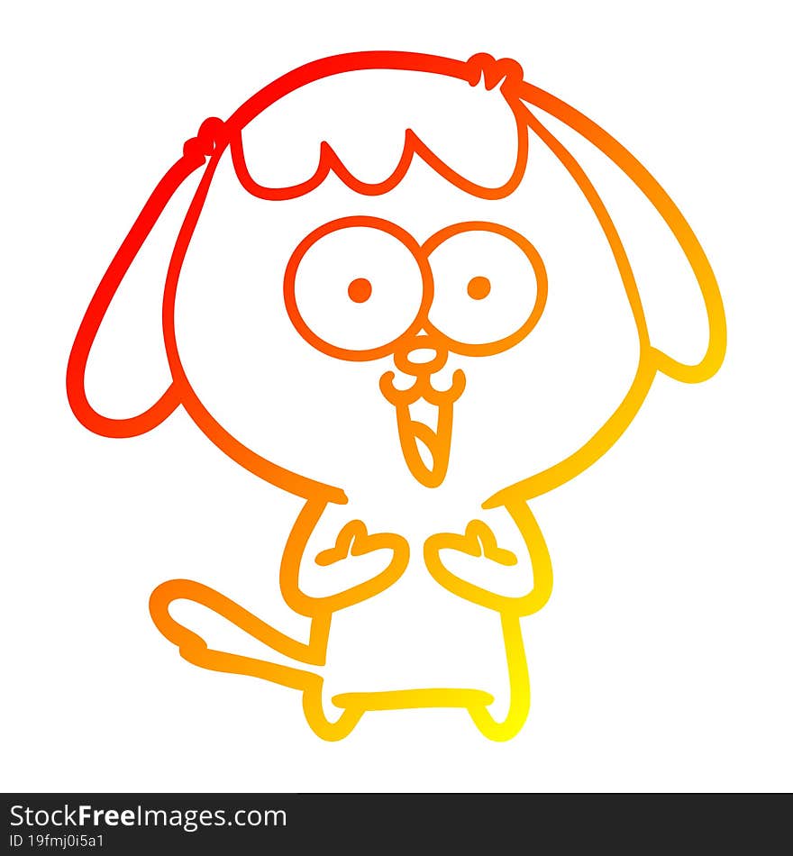 warm gradient line drawing of a cute cartoon dog