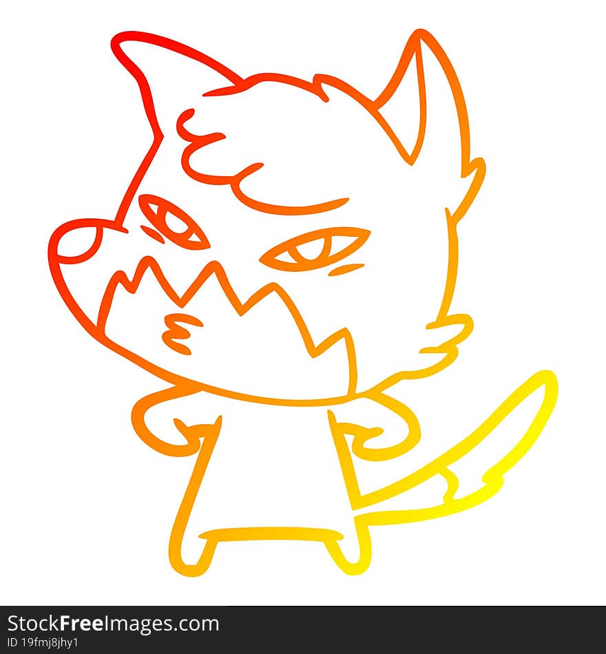 warm gradient line drawing clever cartoon fox