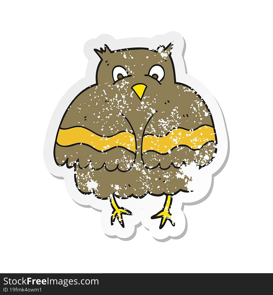 retro distressed sticker of a cartoon owl