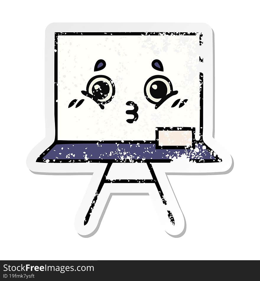 distressed sticker of a cute cartoon white board