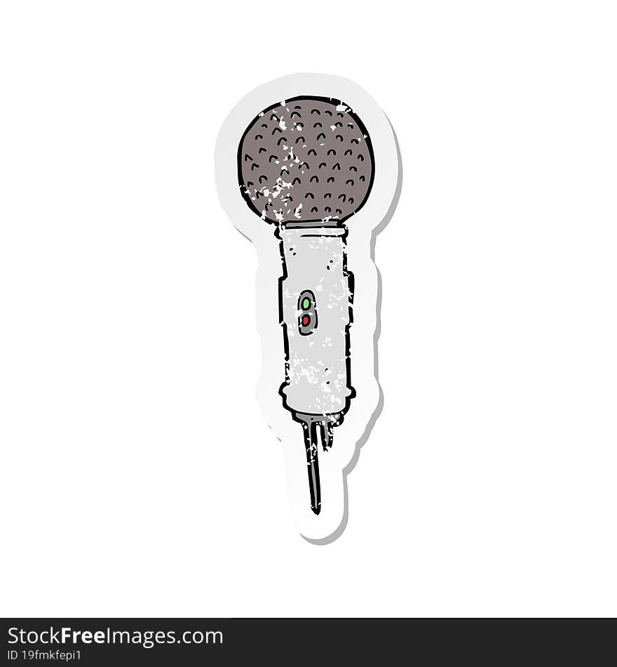 retro distressed sticker of a cartoon microphone