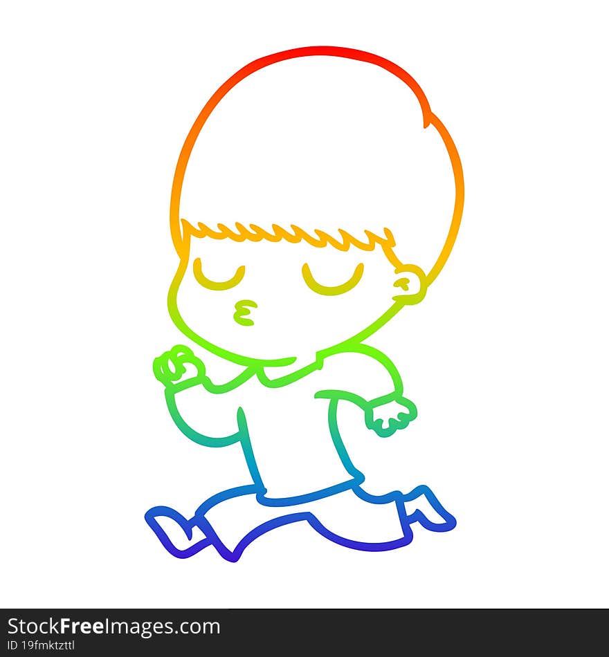 rainbow gradient line drawing cartoon calm boy