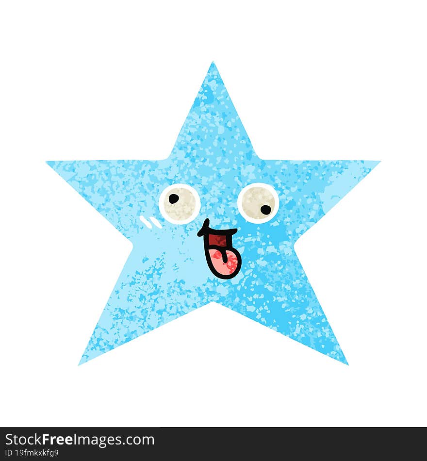 retro illustration style cartoon star fish