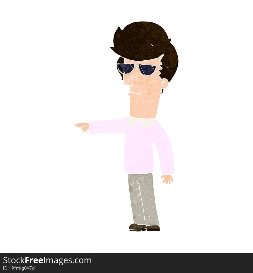 cartoon man in glasses pointing