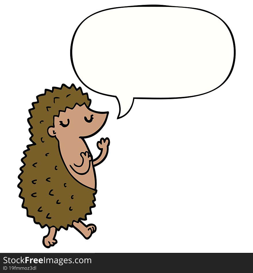 Cartoon Hedgehog And Speech Bubble