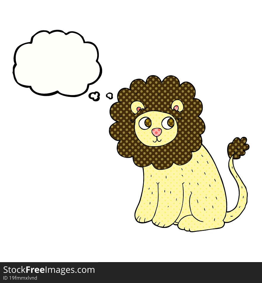 freehand drawn thought bubble cartoon cute lion