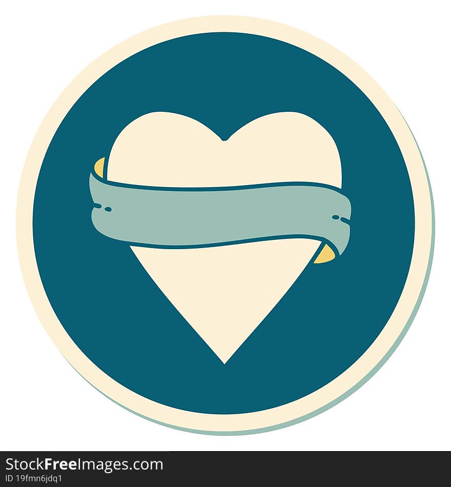 Tattoo Style Sticker Of A Heart And Banner