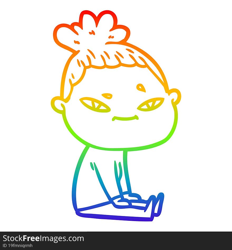 rainbow gradient line drawing of a cartoon woman