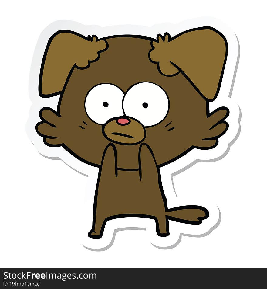 sticker of a nervous dog cartoon