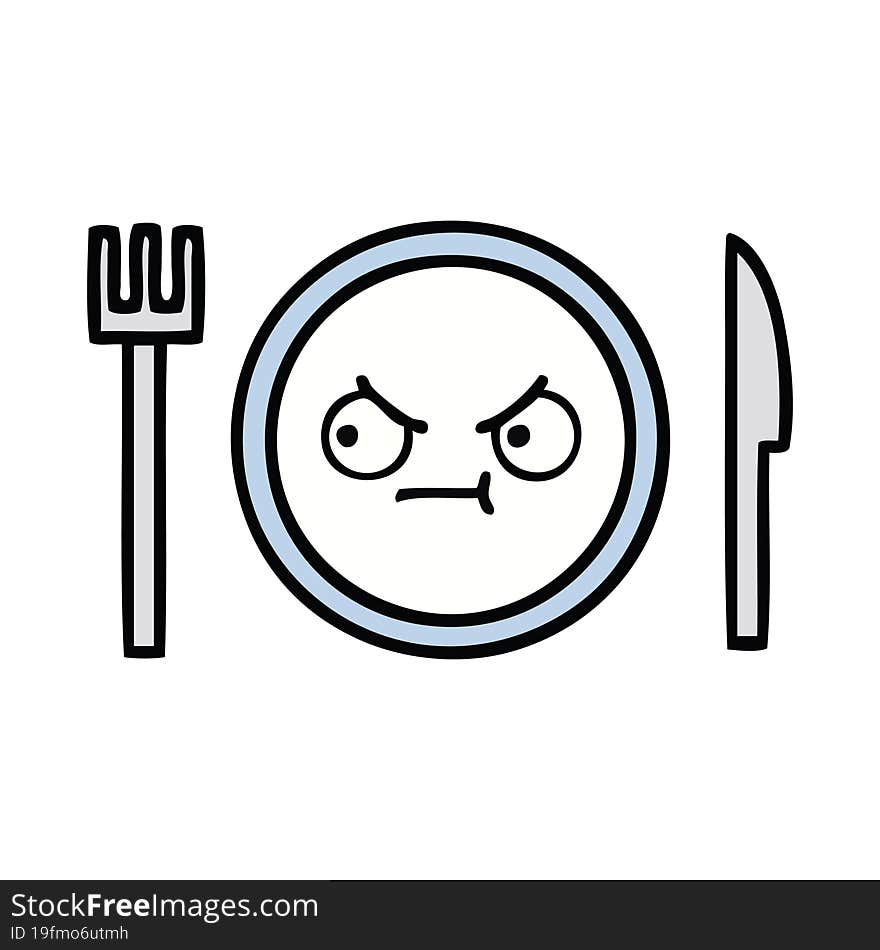 cute cartoon of a dinner plate. cute cartoon of a dinner plate