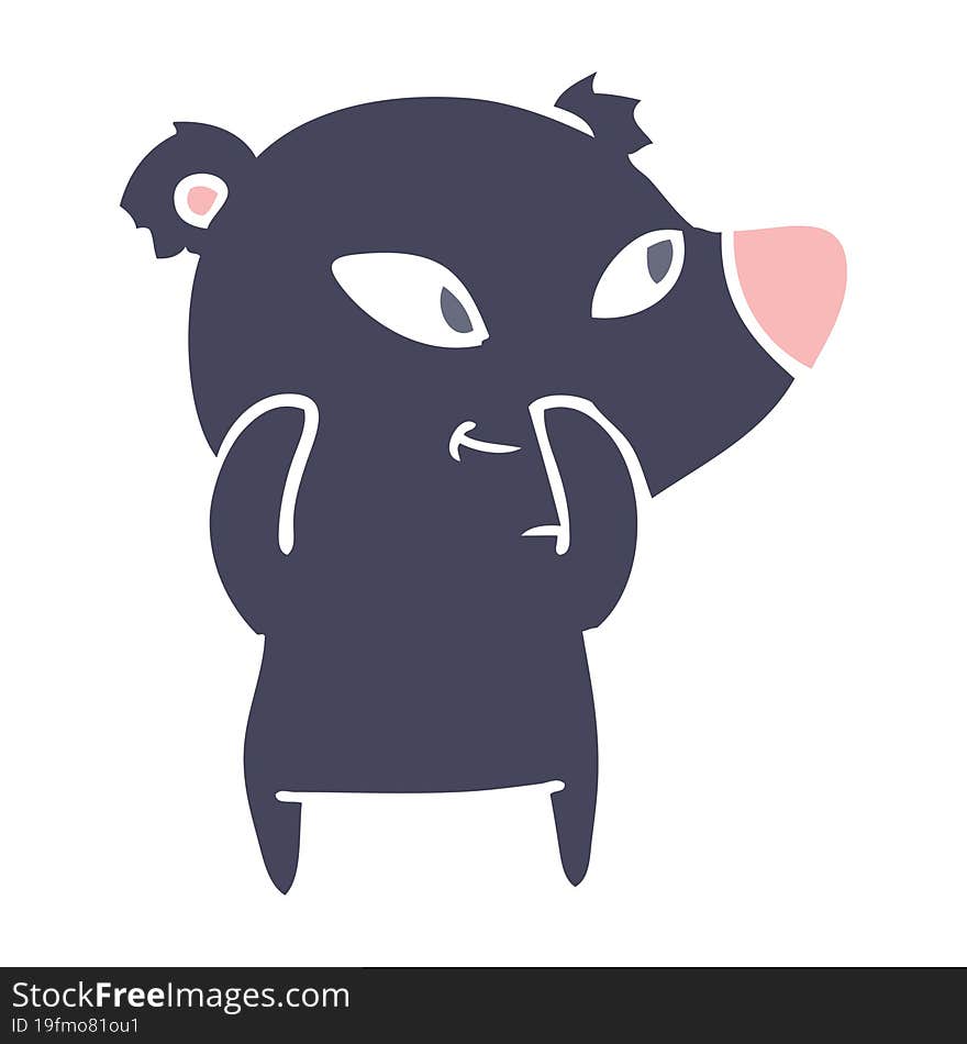 cute flat color style cartoon bear